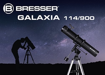 Bresser Spiegelteleskop Galaxia EQ-Sky 114/900 mit Smartphone Kamera Adapter -